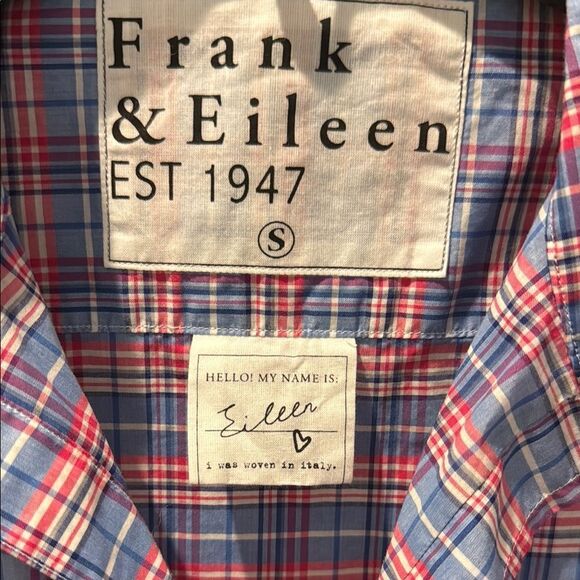 Frank & Eileen Relaxed Plaid Blue and Red Casual Button Down Shirt size small - Picture 2 of 8